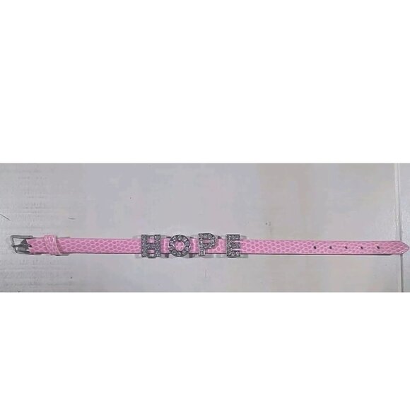 HOPE Faux Leather Adjustable HOPE Charm Slide Bracelet Breast Cancer Awareness - Picture 2 of 2